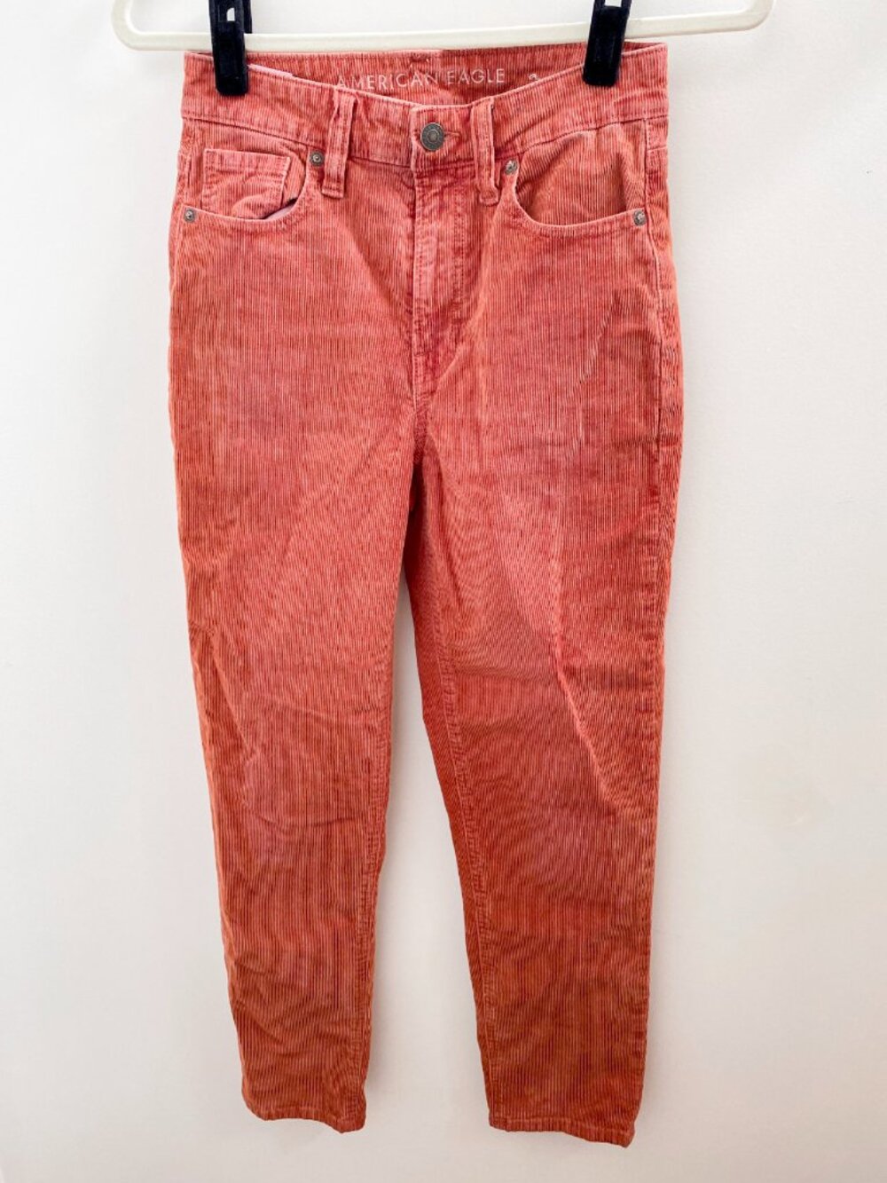 American Eagle Rust Corduroy Straight Leg Mom Pants Size 0